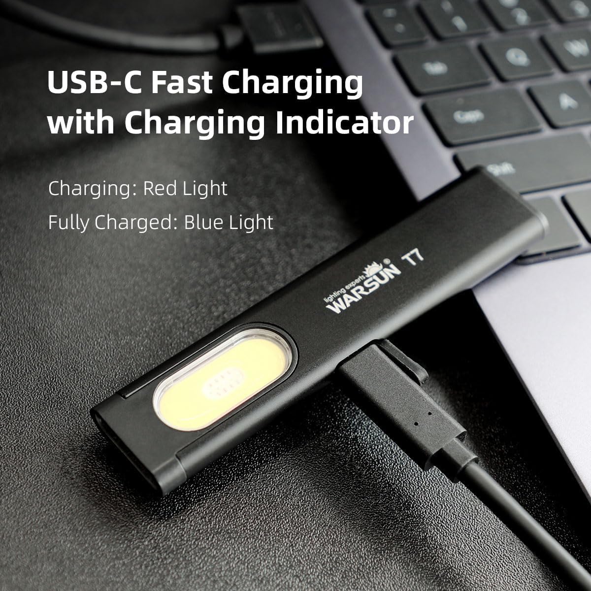 WARSUN New T7 500 Lumen Mini Portable Outdoor Rechargeable LED Torch Light Waterproof Magnetic Grip Work Pocket Flashlight