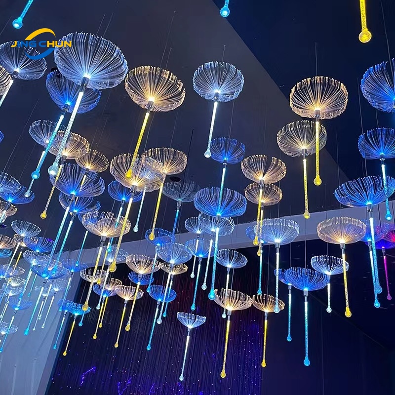 Led Jellyfish Light Outdoor Waterproof Colorful Fiber Optic Jellyfish Wedding Ceiling Light Bar Atmosphere Landscape Light