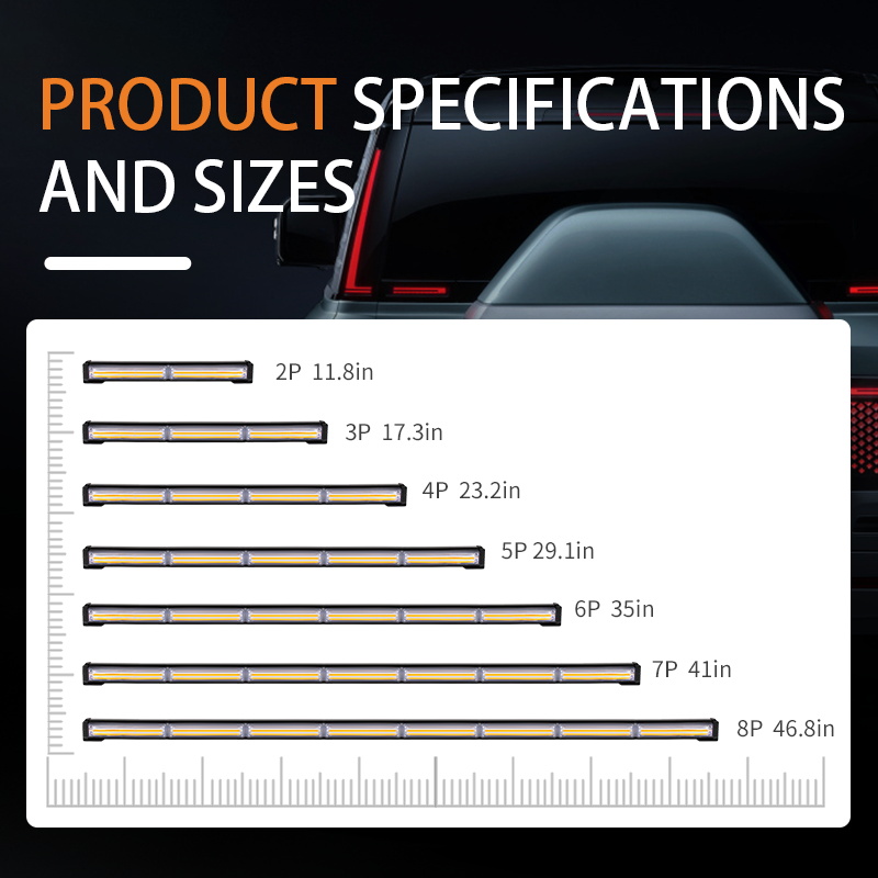 29" COB LED Warning Flashing Light Bar Truck Roof Grid Strobe DRL Lights Flash Emergency Work Lamp for Car 12V to 24V