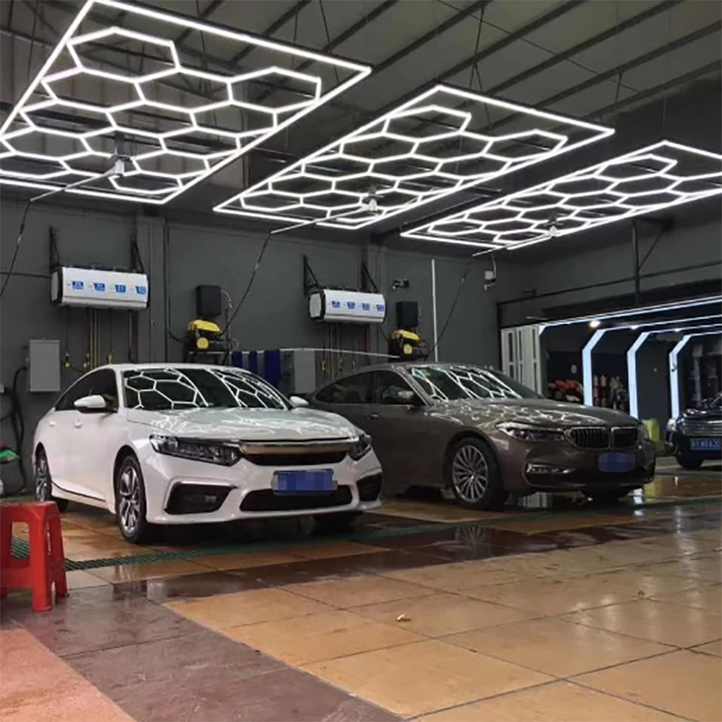 2435mm*4845mm Hexagon Detailing Workshop Ceiling Led Lights for Car Shop and Garage Honeycomb Lights Hexagonal Led Light