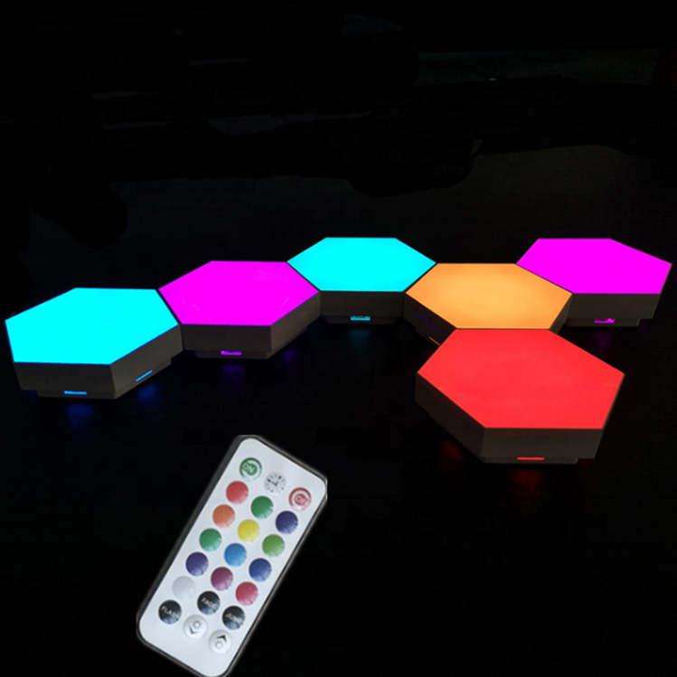 Best Selling Small Polygon Geometric Metal Pendant Light Hexagonal Modular Touch Sensitive Lamps RGB Remote Control Multi Color