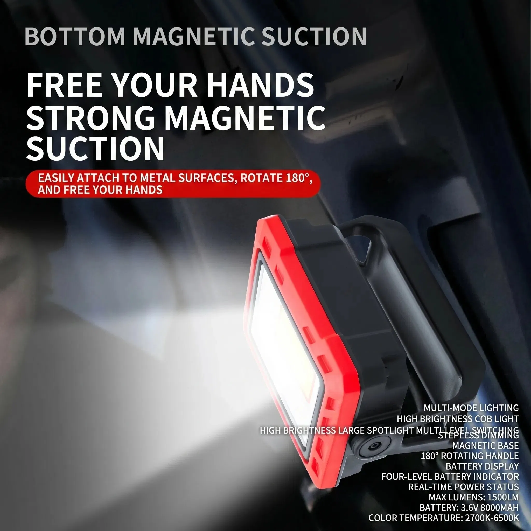 2000lumens High Power Flood Work Light for Inspection Light Car Repair Work Lighr with Strong Magnet and Hook Portable Flood Work Light
