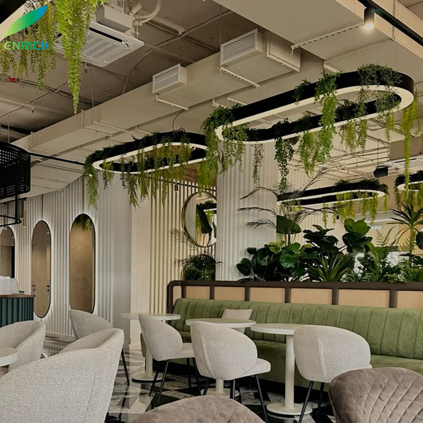 Circular Led Ceiling Lights Gym Green Plant LED Rings Hanging Lamp 165~265V Chandelier Round Pendant Light