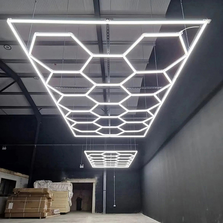 High Quality Hexagonal Led Light For Car Detailing And Workshop Honeycomb Office Work Light For Garage Barbershop Ceiling Light