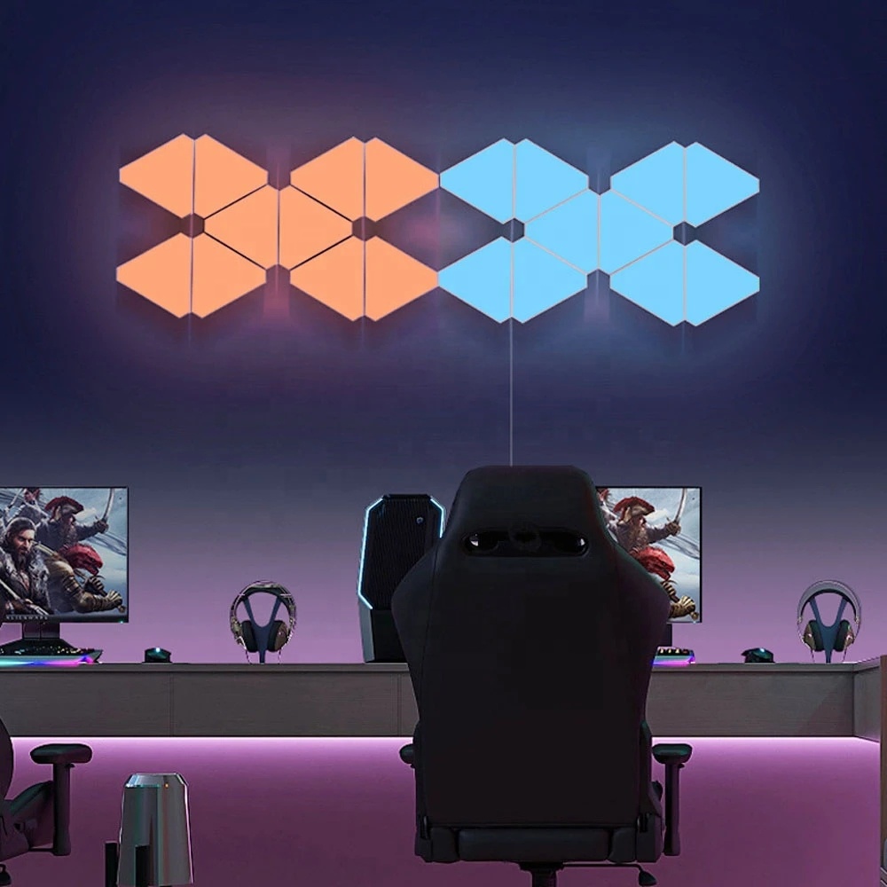For APP Modern White Triangle Lights Panels LED Smart Control Game Sync RGB Voice Control Google Alexa LED Light Panel