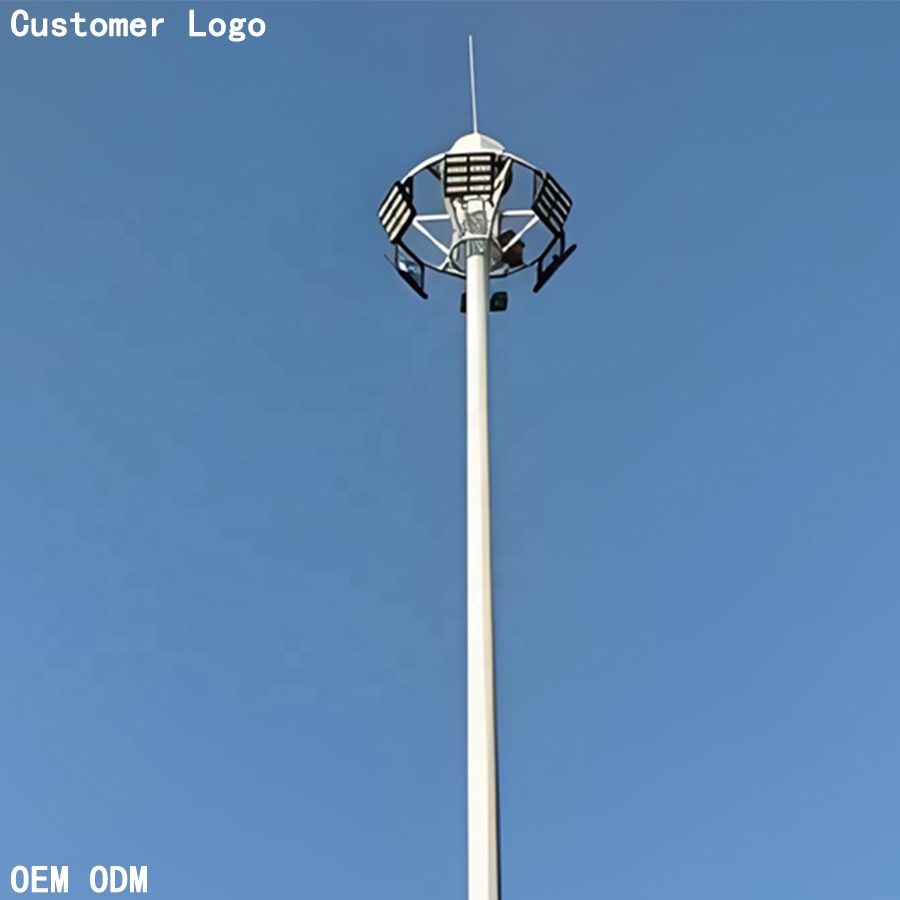 18m 24m 28m 36m 40m IP66 Rated High Mast LED Lighting Octagonal Pole 90-360 Beam Angle 4000K Color Temperature >30000 Lumens 150