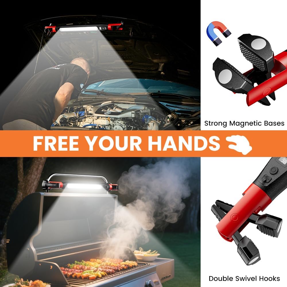 New Rechargeable Magnetic Underhood Hooks Cordless Portable for Mechanics Car Repairing Garage Emergency LED Work Lights