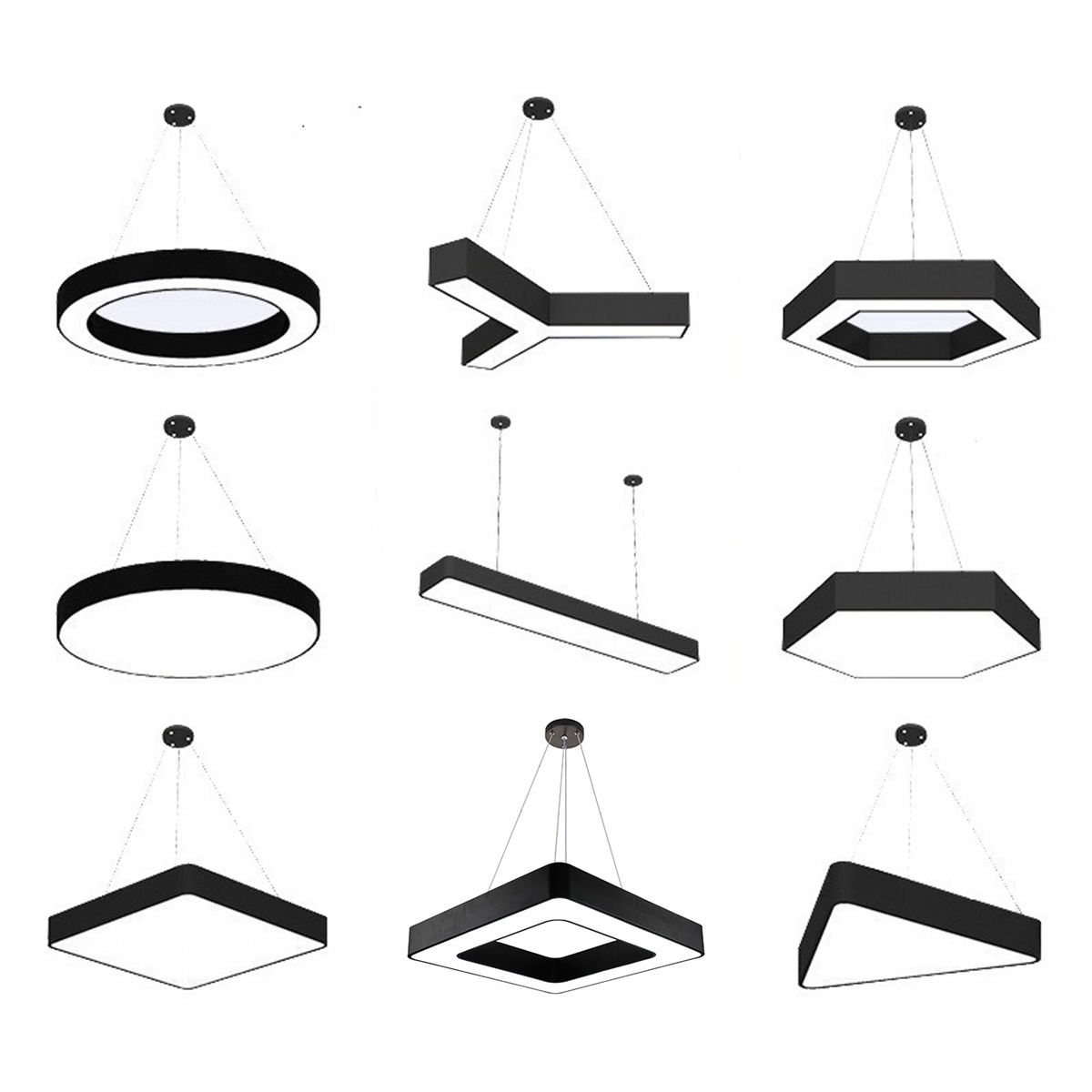 Customized Round Polygon Hollow Led Pendant Light Suspended Office Lighting Modern Dimmable Hanging Home Decorative Linear Light
