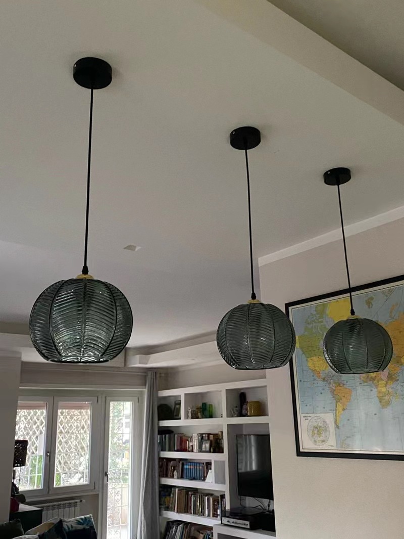 MY-Nordic Postmodern Living Room Dining Room Pendant Light, Creative Simplicity, Dark Green Leaves, LED Hotel Study Light