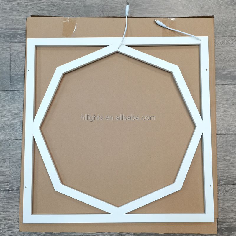 UKCA CE RoHS Compliant Modern Square Flat LED Panel Light Aluminum Lattice Double D Octagon Hexagon Frame School Hospital Office