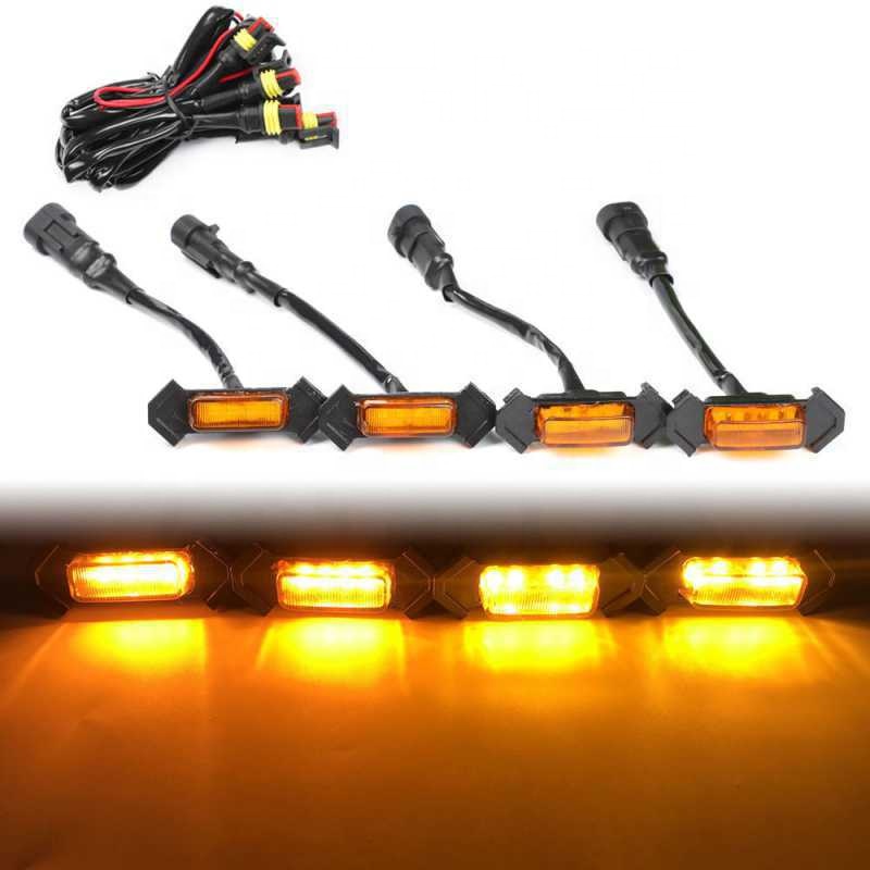 For 16-19 Tacoma Off-Road SUV Grid Warning Small Yellow Light Car LED Driving Decorative Light Auto Mid-Net Daytime Running Lamp