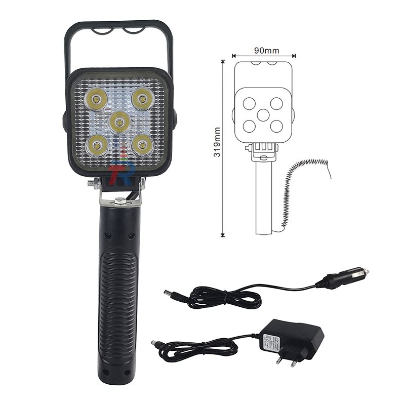 Handheld 15W LED Work Light Built-in 2200mAh Battery Rechargeable Square Design Spot/Flood Beams for Outdoor Emergency Use