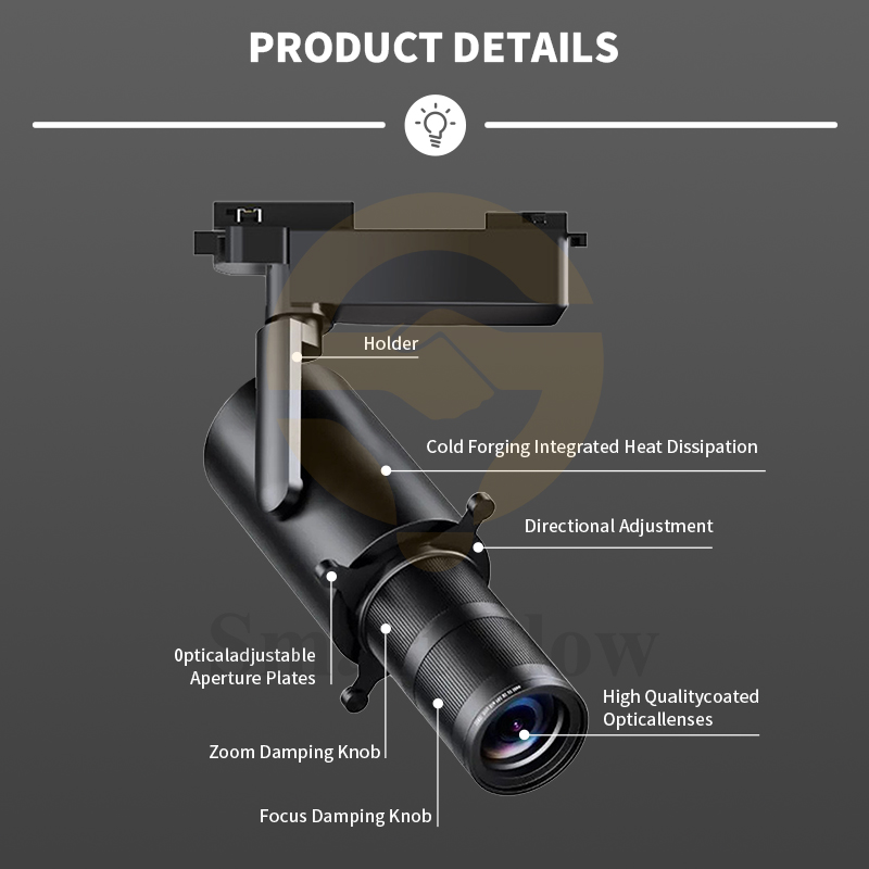 Showroom Shop Gallery Museum CCT Dali Tuya Dimmable Zoomable Projector Light 10W 15W 20W 30W Aluminum LED Focus Track Lights