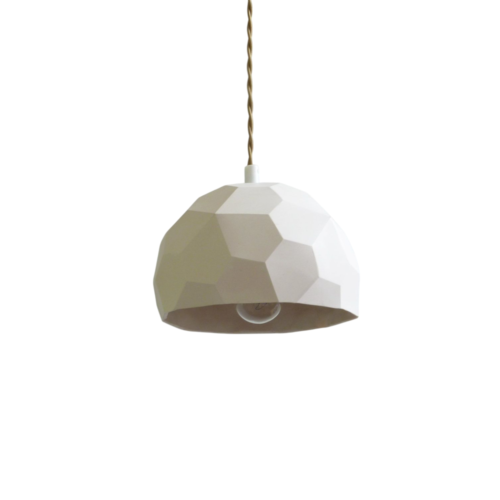 Modern Geometric Faceted White Ceramic Dome Pendant Lamp Hanging Ceiling Light Fixture For Kitchen Dining Room Decor Lighting