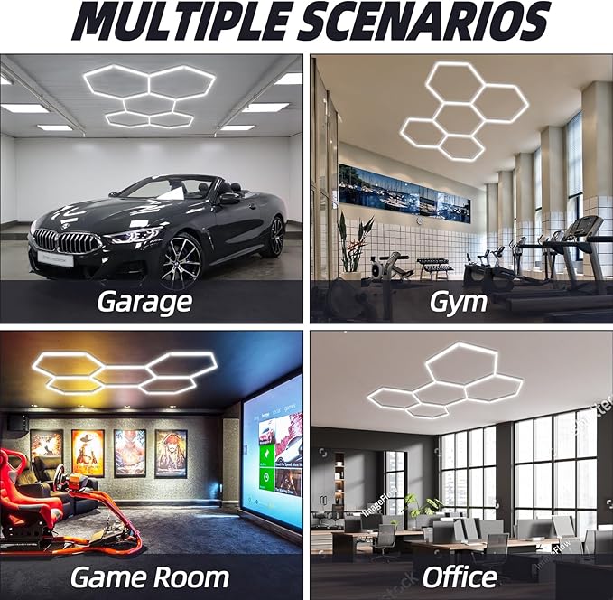 2025 China Factory Exhibition Hall Auto Showroom Hexagon Lighting for Car Shop and Carbarn Honeycomb Lights