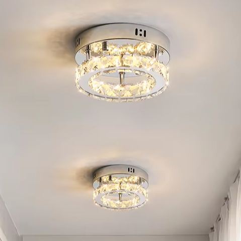 High-End Modern Geometric Circular LED Ceiling Light for Entrance Hall Closet 3500~4000K Color Iron Base for Living Room