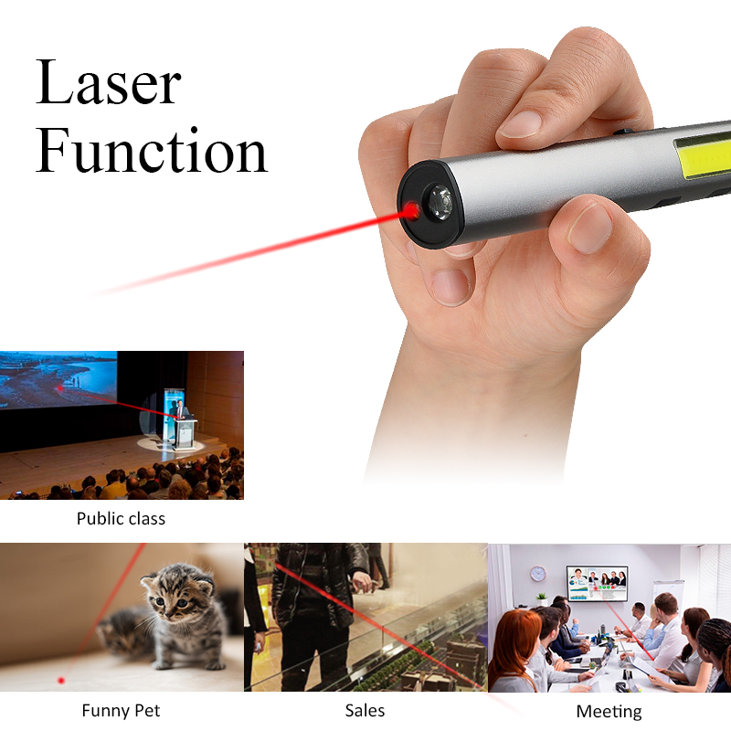 USB Rechargeable UV LED Flashlight Multifunctional Laser Pen Torch Light With Indicator Magnetic Pocket Handheld Work Light