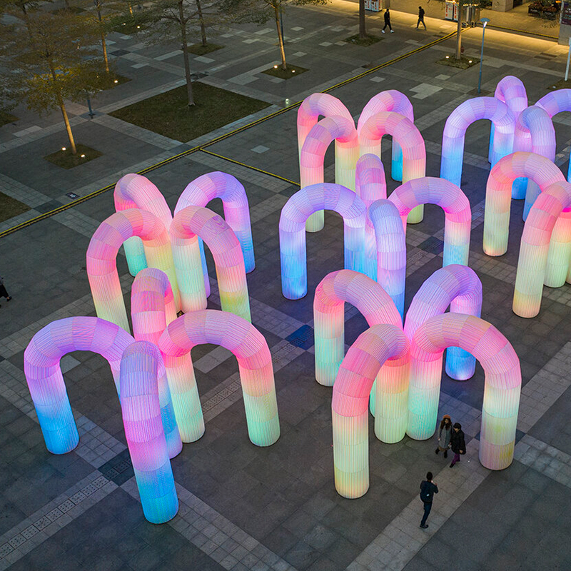 Inflatable Luminous U-shaped rainbow Arch Colorful Color-changing Outdoor Celebration Decoration Layout Gas Model Custom Lamps