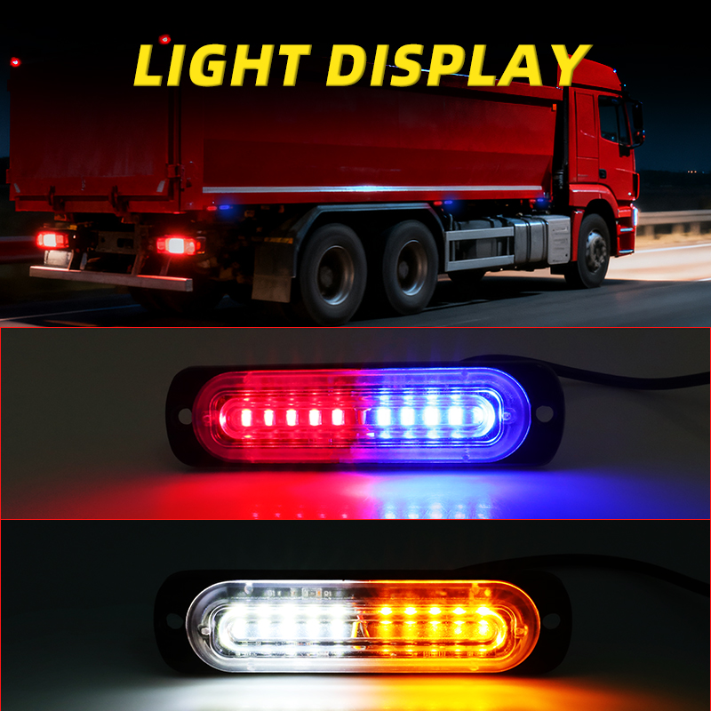New Car LED Side Marker Light Ultra-thin Light 10LED Truck Side Grid Light 12-24V Car Strobe Lamp Yellow Blue Red Color