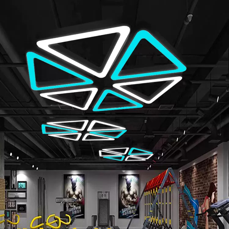 LED Triangle Linear Lights 110V-230V Metal Office Hexagonal Chandelier Hanging Lamp Acrylic Commercial Decorative Pendant Light