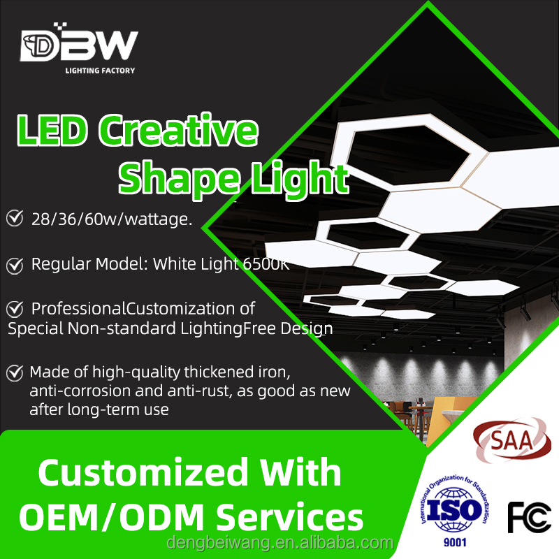 LED Creative Hexagonal Geometric Shaped Ceiling Lamp Kindergarten Office Supermarket Chandelier Light