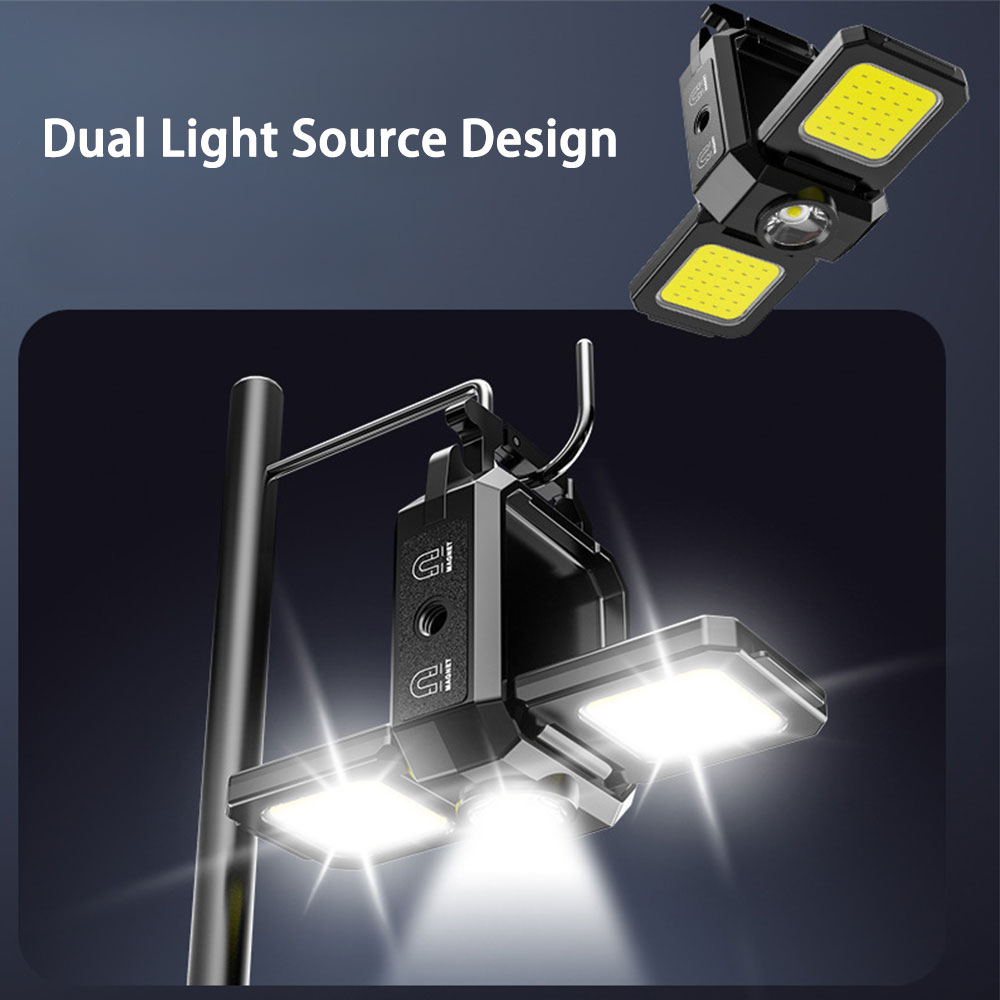 TAIKOO COB LED Work Light Rechargeable Magnetic Inspection Lamp for Car Repair Mini Work Light Keychain Flashlight for Outdoor
