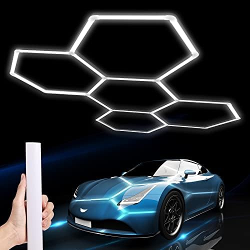 Garage Hexagon LED Light Dimmable 220V High Brightness 6000K Easy Install for Auto Repair Workshop Car Detailing Barbershop