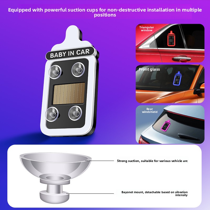New YFL Solar Car LED Triangle Window Baby Milk Bottle Light-Ambient USB Rechargeable Auto Decoration Lamp