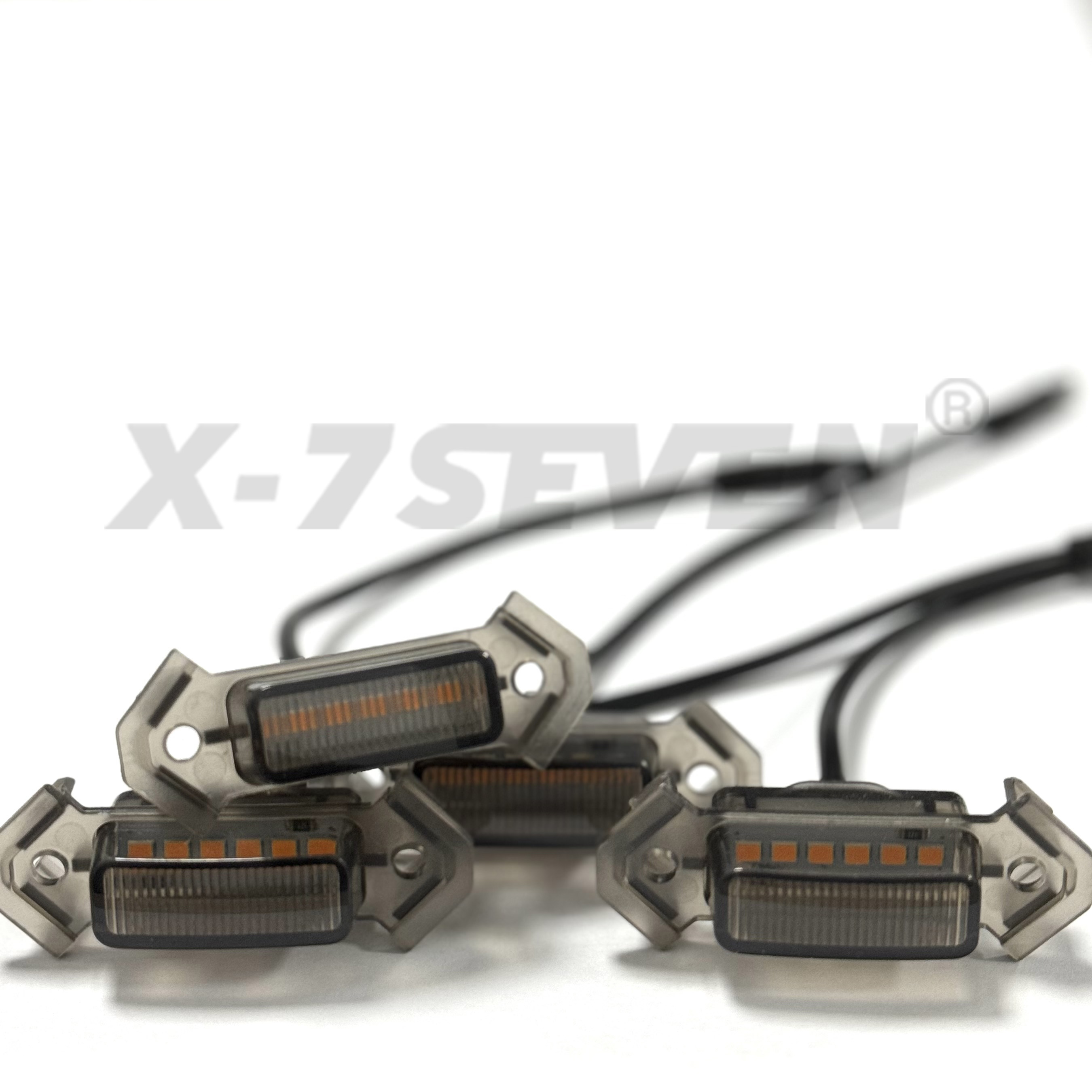 X-7SEVEN 4pcs 6pcs 3pcs RGB 64 Colors Amber LED Grille Lights Front Bumper Grid Decorative Lighting Kits Mounted on Car Grills
