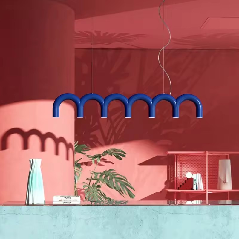 Colorful LED Ceiling Chandelier Simple Art Hotel Front Desk Studio Restaurant Bar Bedroom Geometric LED Pendant Light