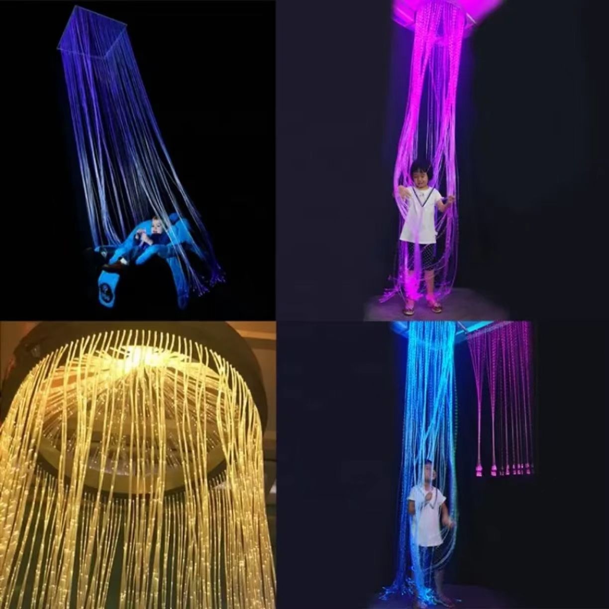 LED Fiber Optic Rain Cloud Waterfall Curtain Light IP44 Waterproof RGBW Color Remote Control Dimmable 50000 Hours Stylish