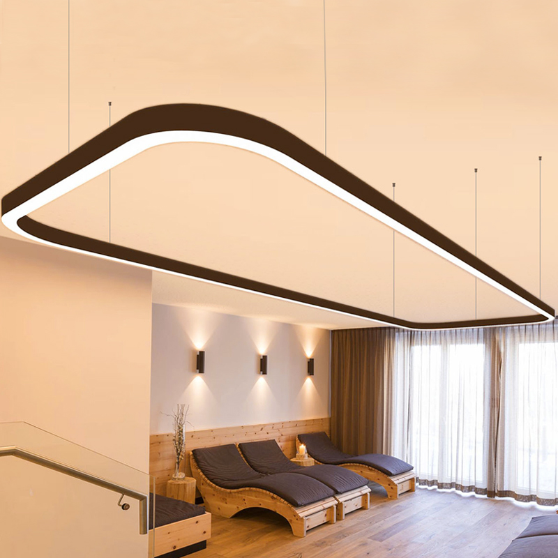 Dimmable Curved Corner Rectangle Nordic Home Decor Dining Room Lights Indoor Lighting Ceiling Lamp Hanging Light Chandelier