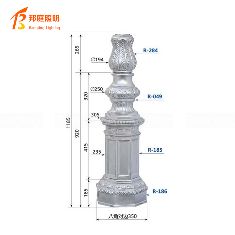 Customized Aluminum LED Garden Light European Style IP66 Waterproof for Park Pole Pillar Post Square Conical Octagonal Pathway