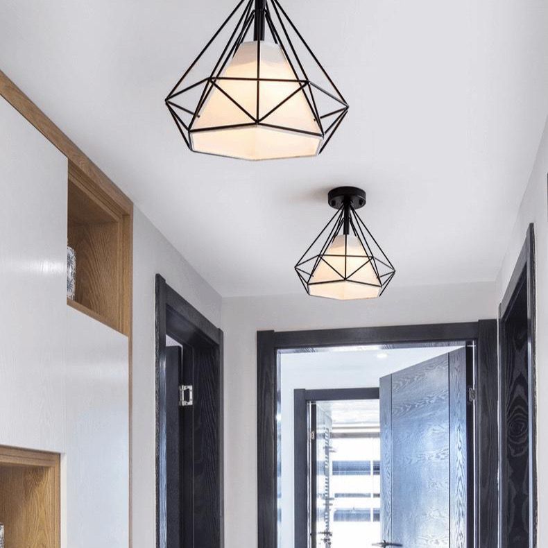JYLIGHTING Loft Style Black Geometric Ceiling Lamp Light Living Room Bedroom Restaurant Adjustable Height Wedding Event Decor