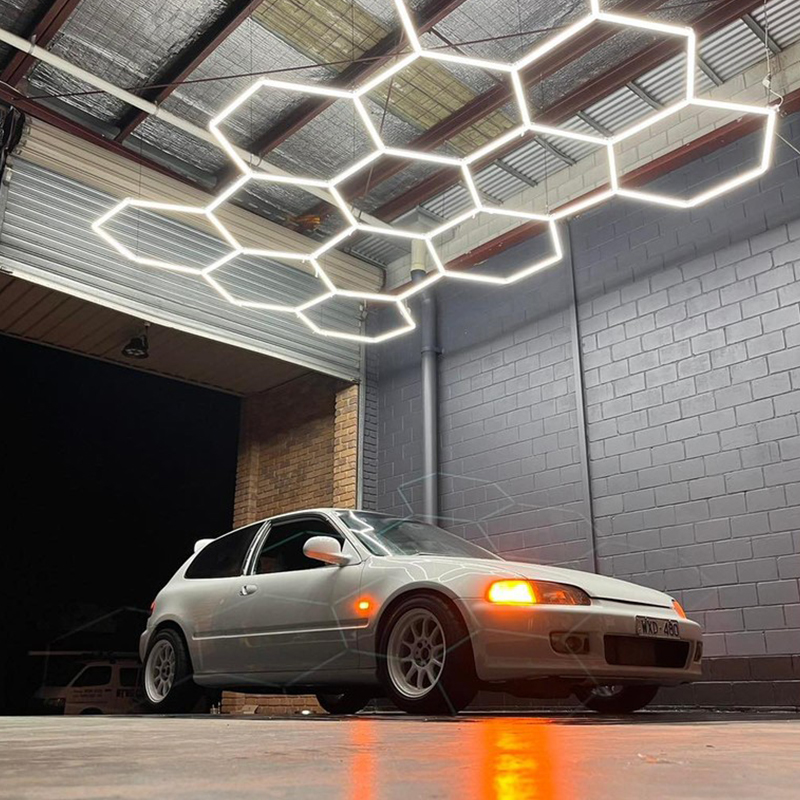 Hot Sale Garage Hexagon Led Honeycomb Ceiling Auto Workshop Detailing Hexagonal Led Light for Car Wash Shop