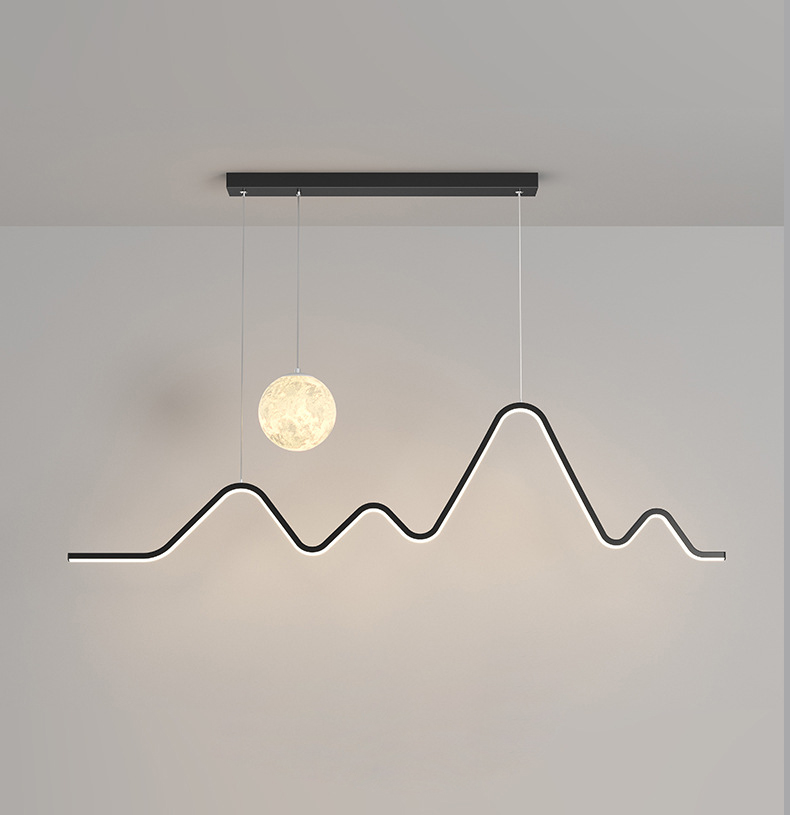 Modern Geometric LED Dimmable Pendant Light Ball Curve Metal Pendent Lamp Simple Restaurant Bar Decoration Ceiling Hanging Light