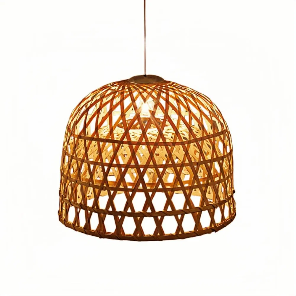 Stylish Bamboo Dome Pendant Light for Warm Home Ambiance