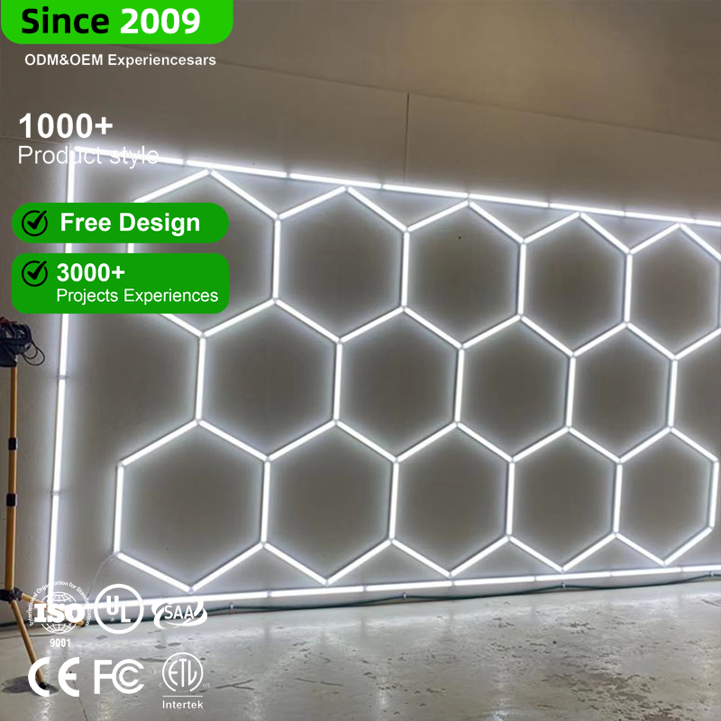 Dengbei Wang 14 Grid LED Lights Hexagon Honeycomb Car Detailing Ceiling Lights for Garage and Workshop