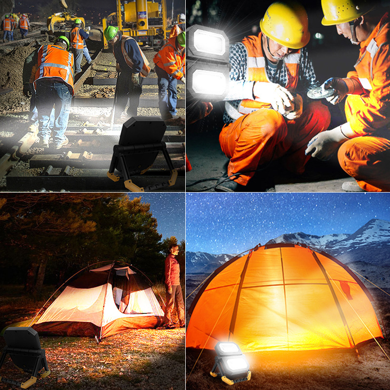 Factory Cheap Price LED Folding Work Light Outdoor Portable Camping Hand Light Emergency Charging Search Handheld Lamp