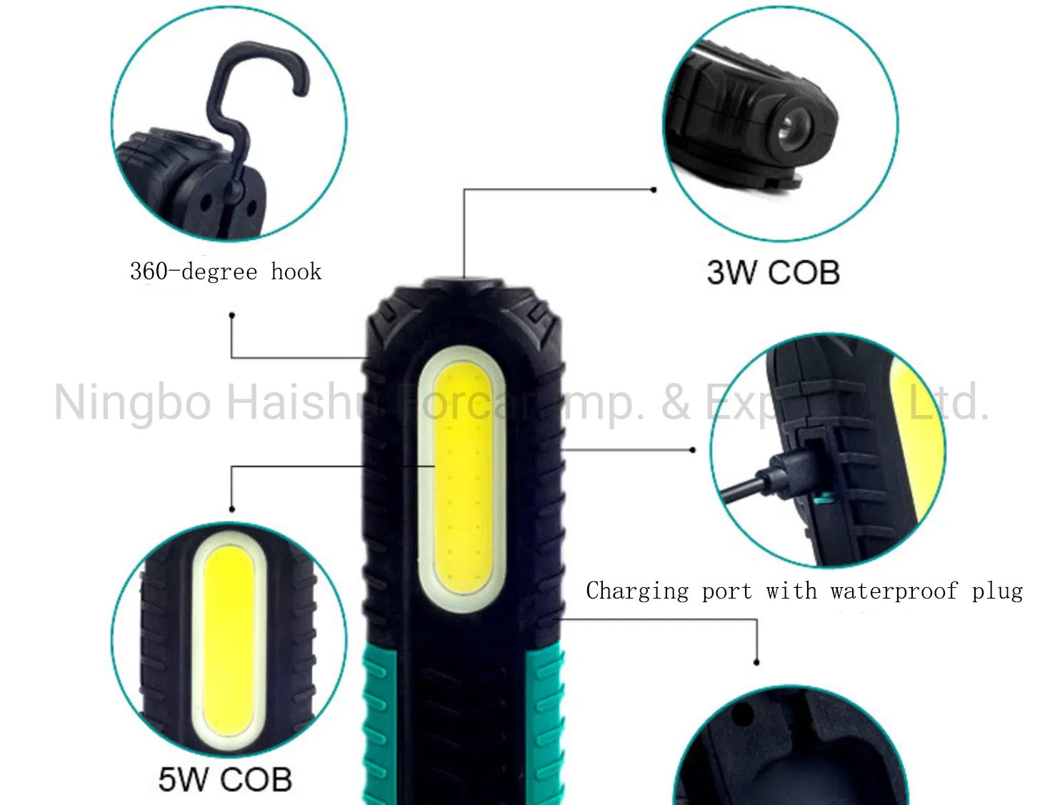 Portable Rubber Cover COB Work Lamp 180 Degree Rotatable LED Working Lamp with Strong Magnet USB Cable Battery Indication Inspection LED Work Light