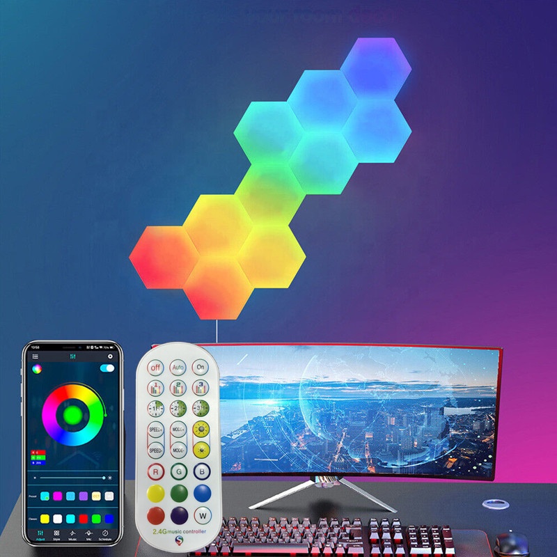 New Style Smart RGB Hexagonal Light Multi Color DIY Led Hexagonal Modular Lighting Gaming Led Lights