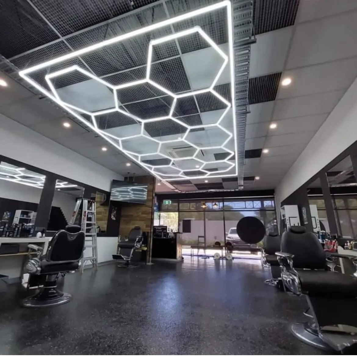 2024 Hexagonal Led Ceiling Lights Hex Lights for Garage Ceiling Honeycomb Auto Detailing Lamp Led Garage Light
