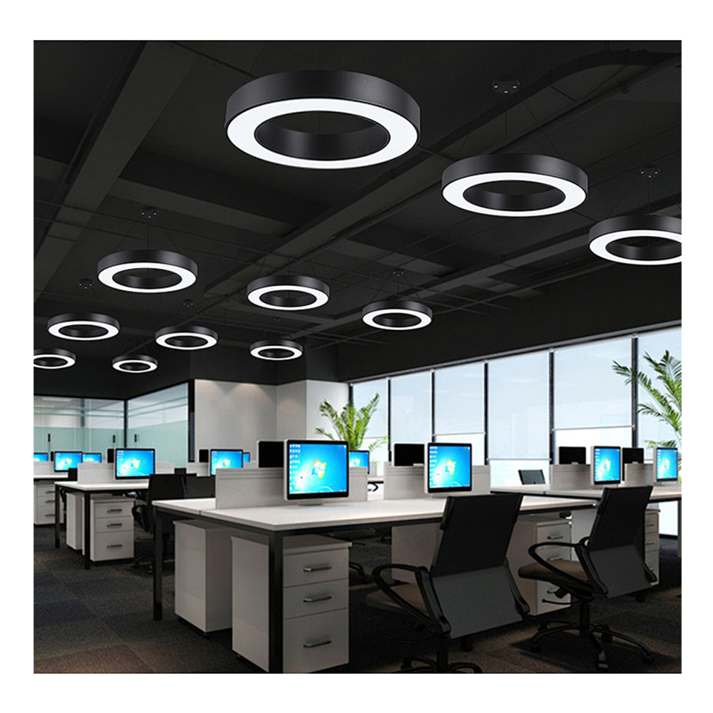 Modern Circle Linear Pendant Light Large Curve LED Ceiling Hanging Lamp C-shaped Chandeliers For Office School Supermarket