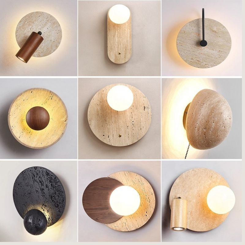 Travertine Wall Lamp Wabi Sabi Cave Stone Sconce Warm White CCT LED for Bedroom Hotel Living Room Bedside