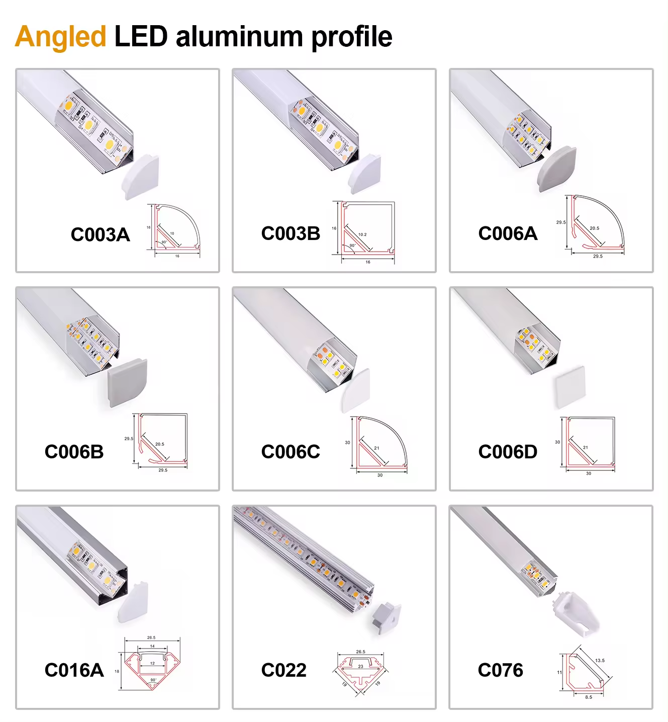 Angled LED aluminum profile
