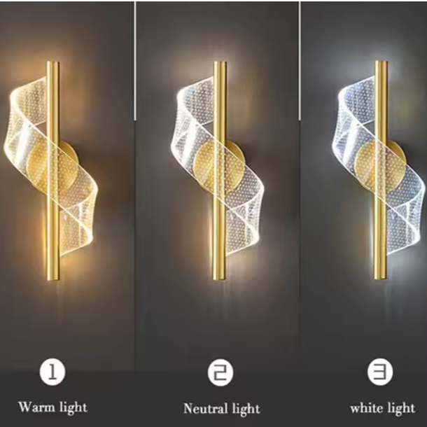 Nordic Design 5W Led Changeable Color Black Golden Acrylic Wall Lamp For Corridor Aisle