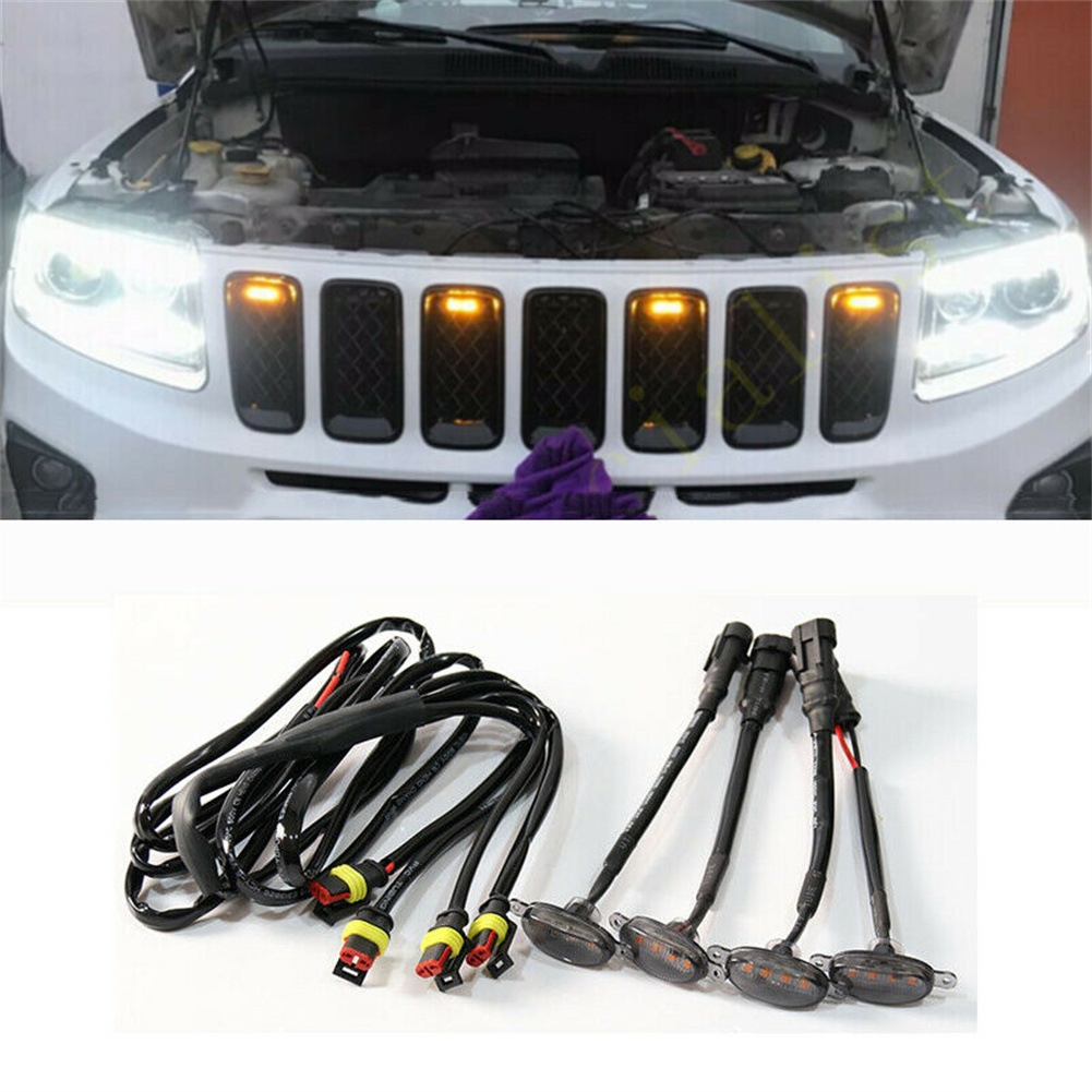 Hot Sale Front Grille Led Lights Car Grid Warning Daytime Running Light Auto Refitted Universal Small Yellow Light