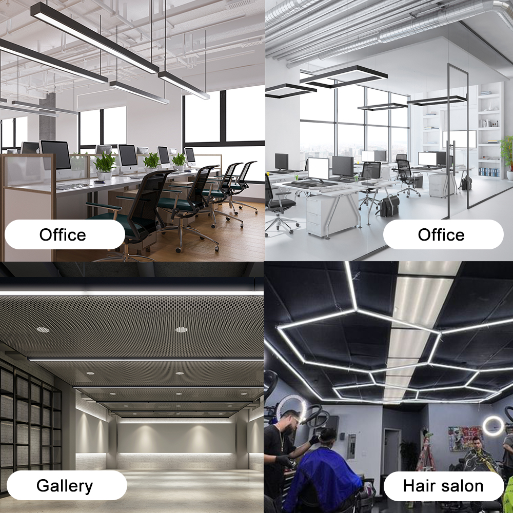 Modern Circle Linear Pendant Light Large Curve LED Ceiling Hanging Lamp C-shaped Chandeliers For Office School Supermarket