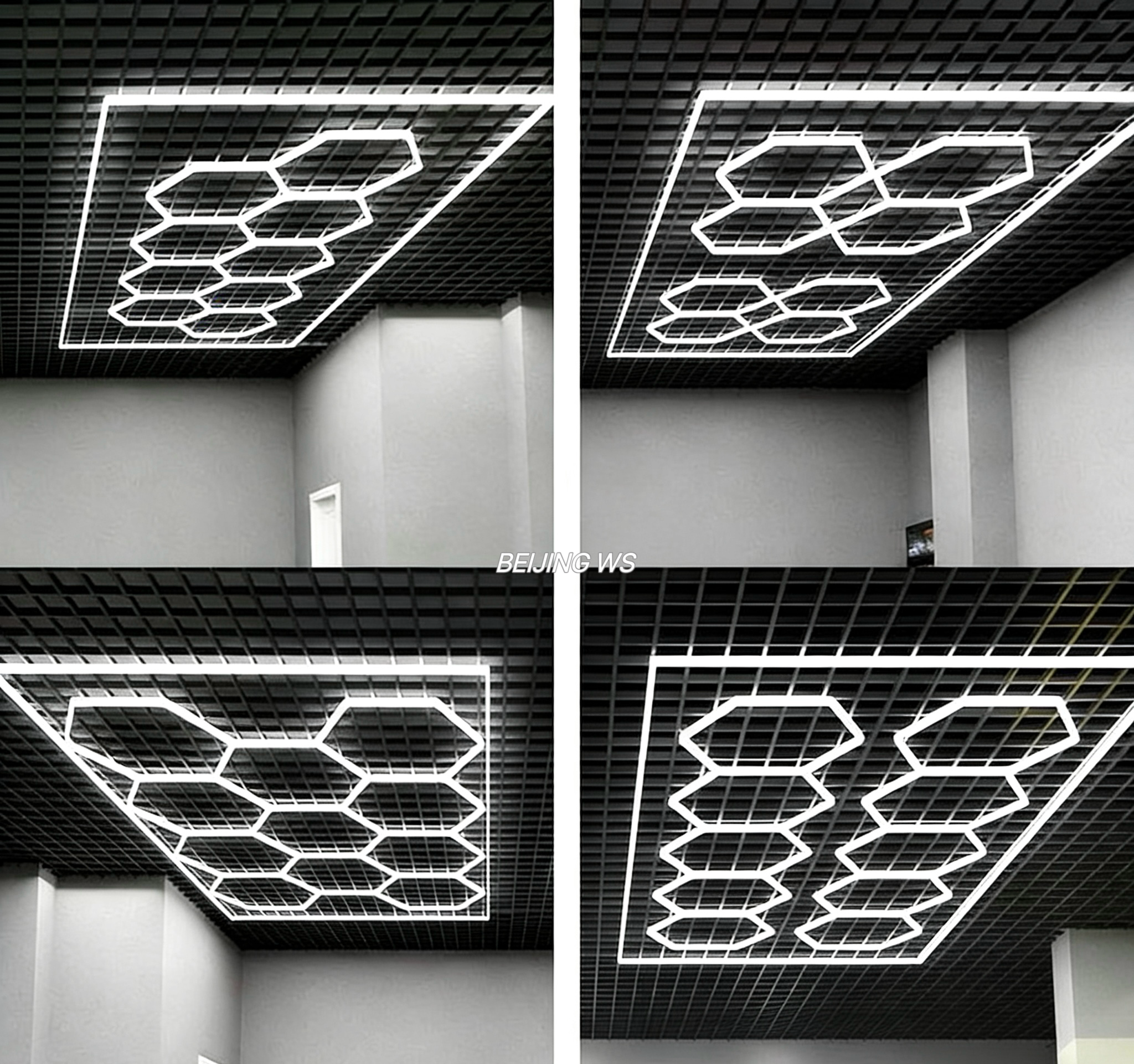 Hexagonal LED Honeycomb Garage Light CE Certified Plug-and-Play Auto Detailing Shop Ceiling Lighting High CRI Car Wash Workshop