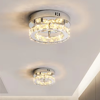 High-End Modern Geometric Circular LED Ceiling Light for Entrance Hall Closet 3500~4000K Color Iron Base for Living Room